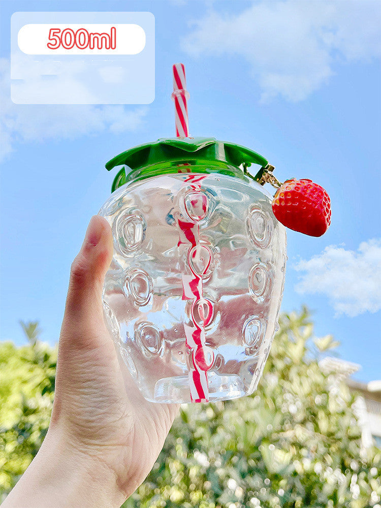 Strawberry Water Bottle Cute Strawberry Straw.