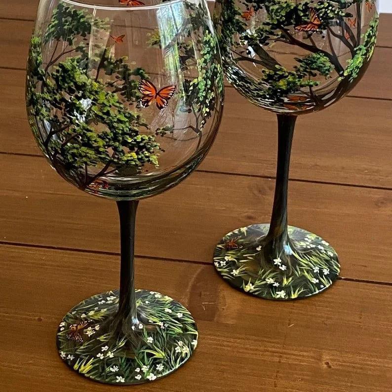 Wine Glass Four Seasons Tree Wine Glass