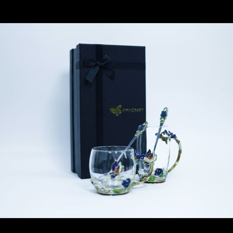 Enamel Glass Water Cups-Elegant Clear Drinkware for Everyday use