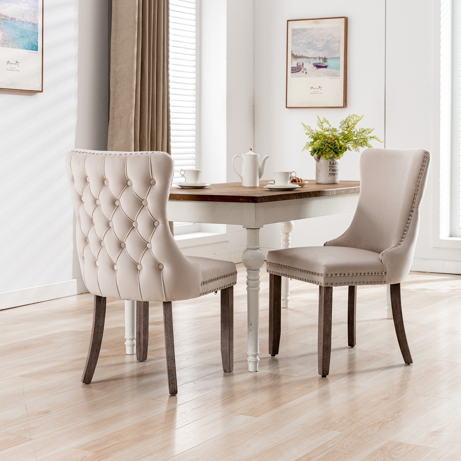 Upholstered Wingback Accent Chair with Nailhead Detail