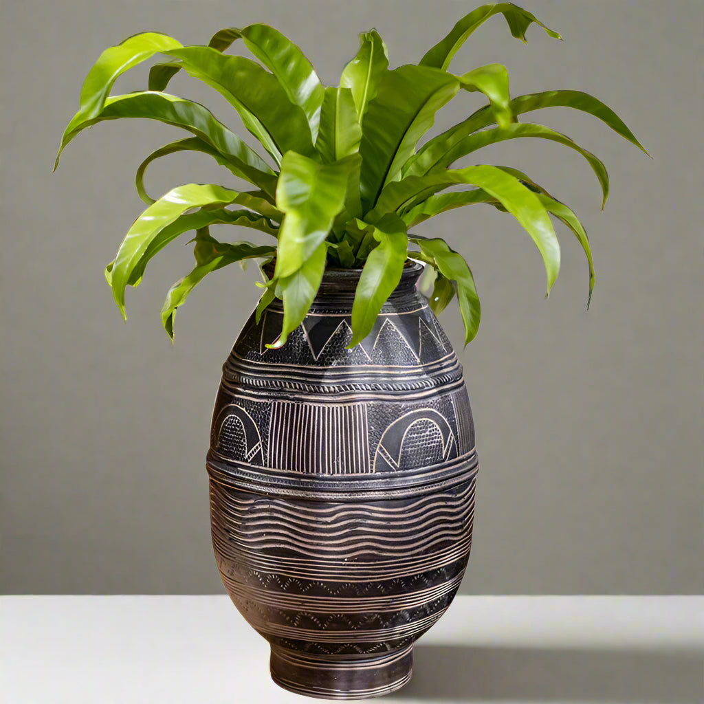 African Art Cement Flowerpot-Ancient Tribal Design