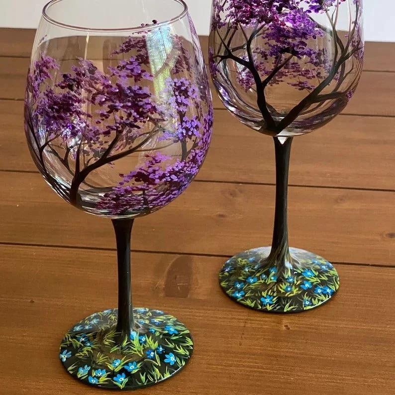 Wine Glass Four Seasons Tree Wine Glass