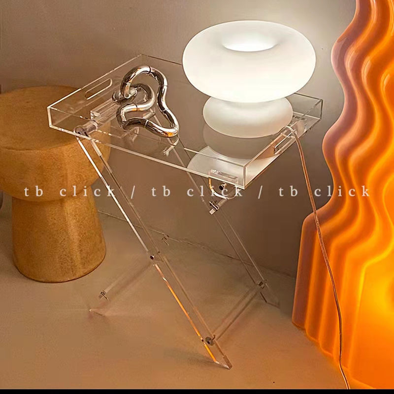 Acrylic Folding Small Table-Clear Portable Side Table for Living Room, Bedroom or Patio
