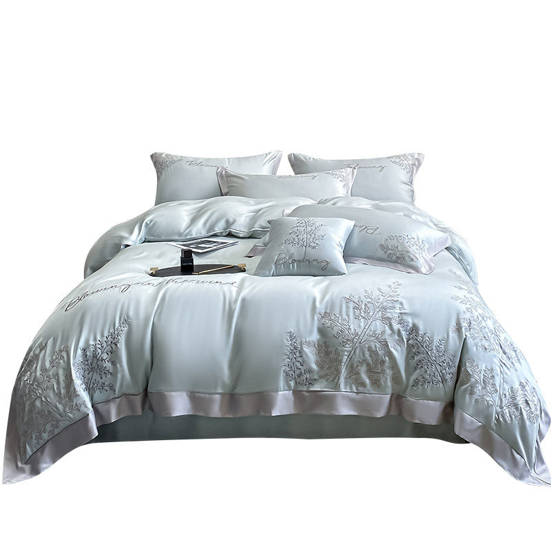 High-end Embroidered Lyocell Fiber Bed Duvet Four-piece Set