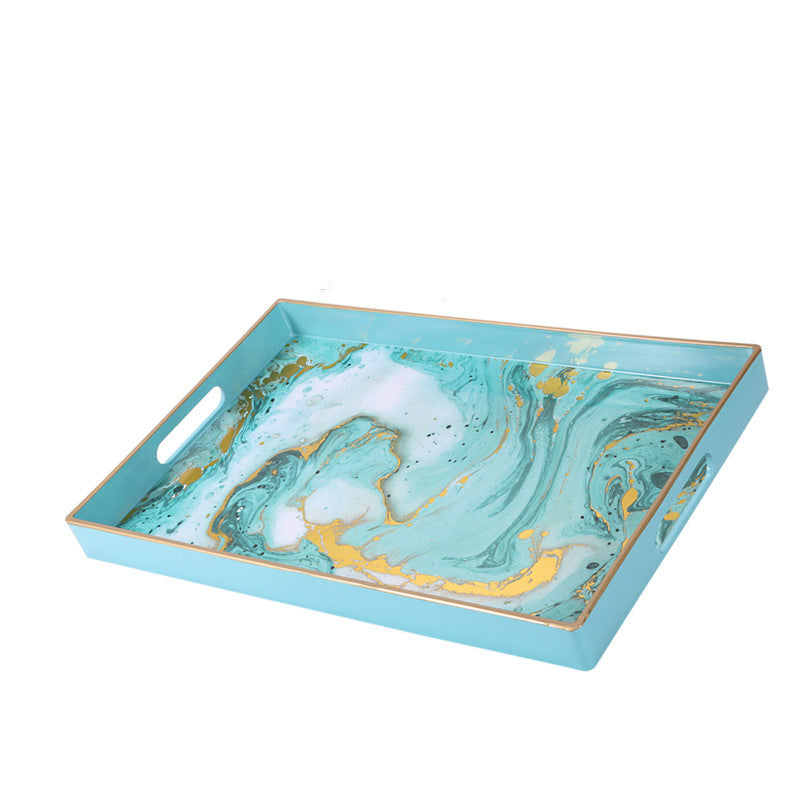 Marbled rectangular teacup fruit tray.