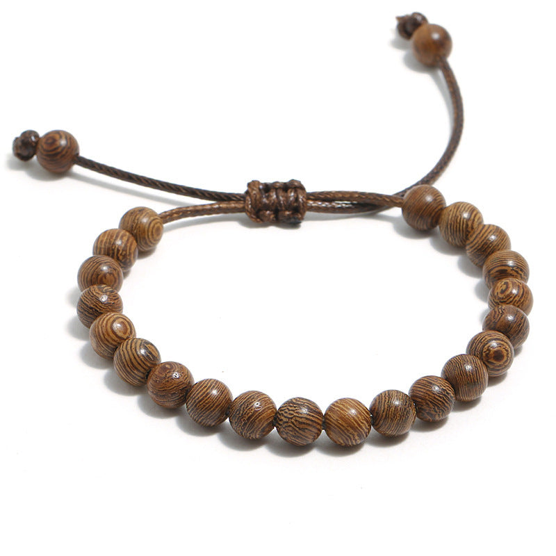 Adjustable Braided Bracelet with Natural wooden