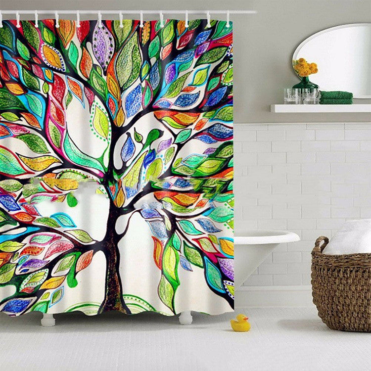 Tree of Life Shower Curtain 3D Colorful Oil Painting