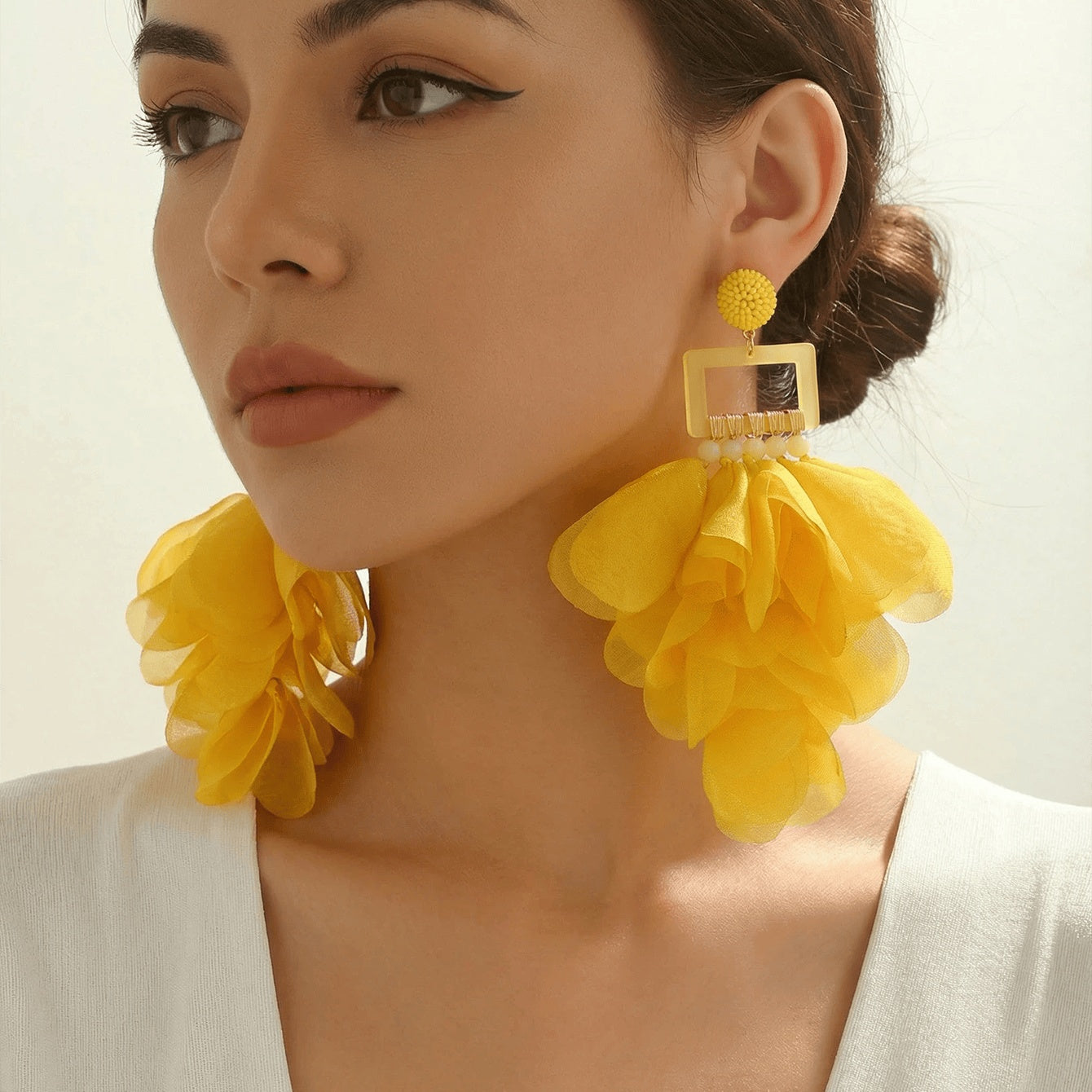 Chiffon Multi-Layer Tassel Earrings For Women Bohemian Handmade Fabric Jewelry Summer Party Beach Vacation