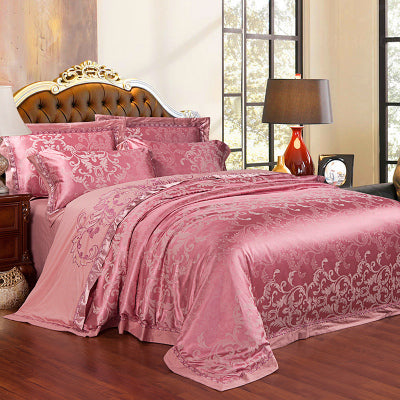 Silk Satin Jacquard Bedding Duvet Cover Set