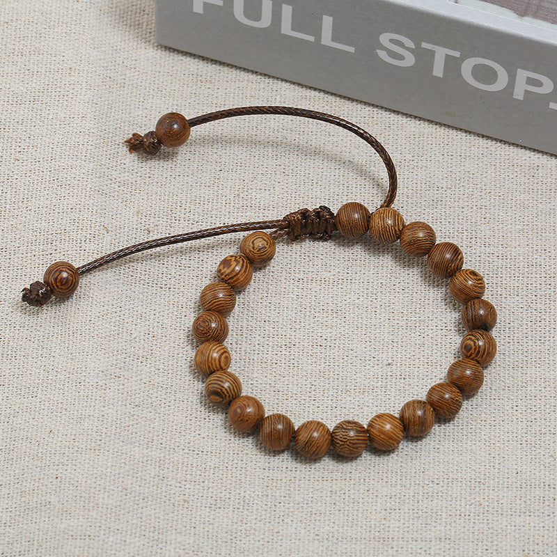 Adjustable Braided Bracelet with Natural wooden