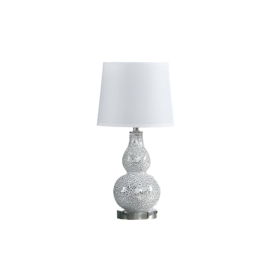 Mirror Glass Mosaic White Chrome Table Lamp