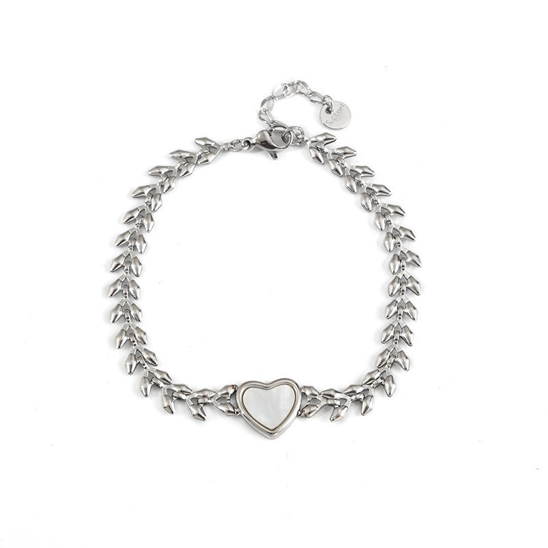 Heart Pearl Bracelet 18K Gold Plated