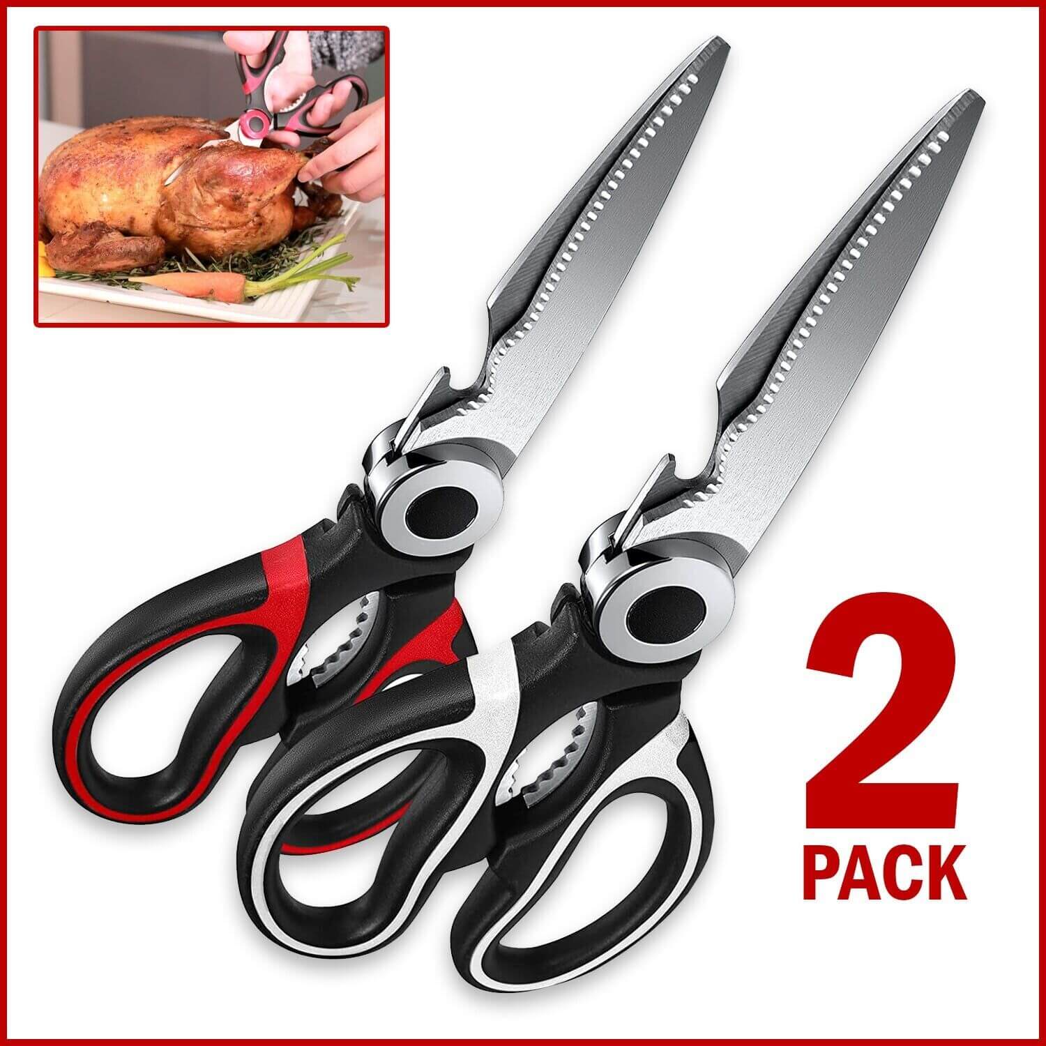 2 Pack Ultimate Heavy Duty Kitchen Scissors