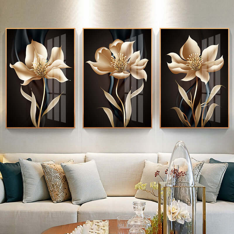 Abstract Black Gold Flower Wall Art Decoration Painting Frameless Painting Core