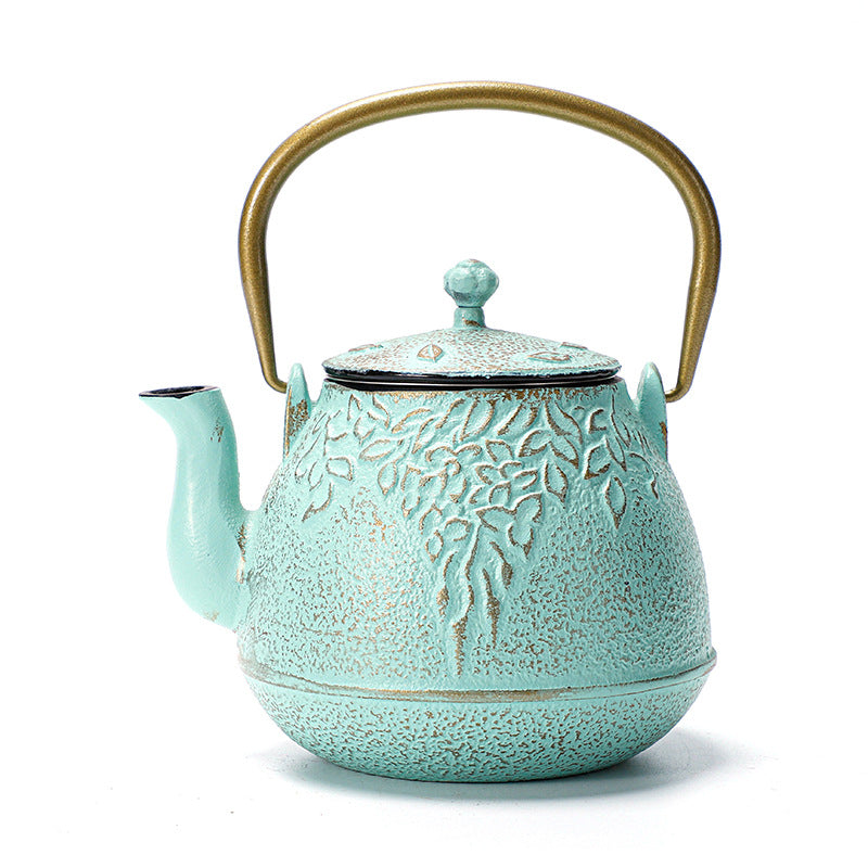 Light Blue Cast Iron Teapot