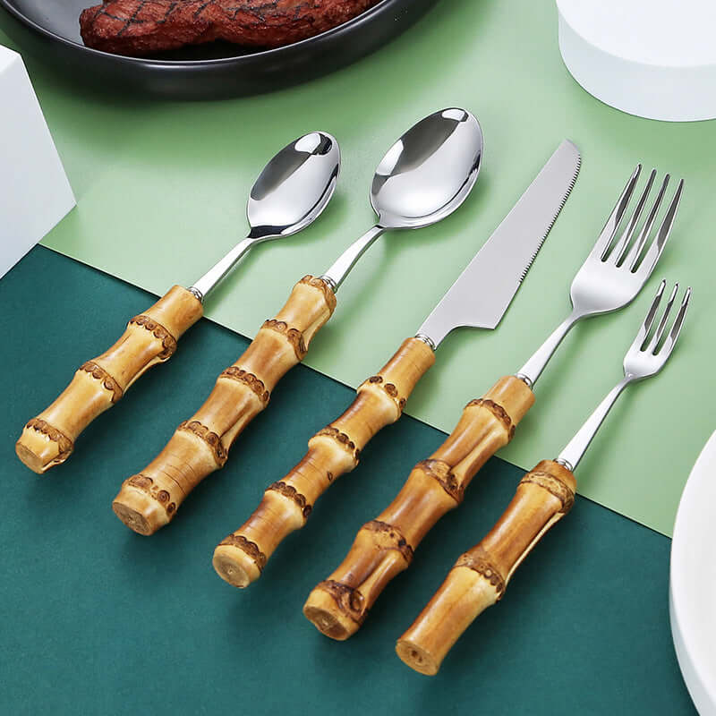 Natural Bamboo Handle Tableware Western