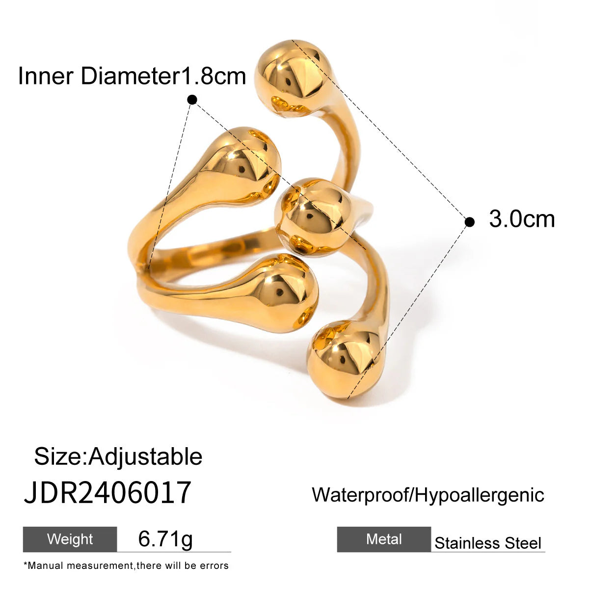 European Stainless Steel Gold Ring 18K Gold Plated Cross-border Sold Jewelry High-grade Ins Ring Non-fading Rings