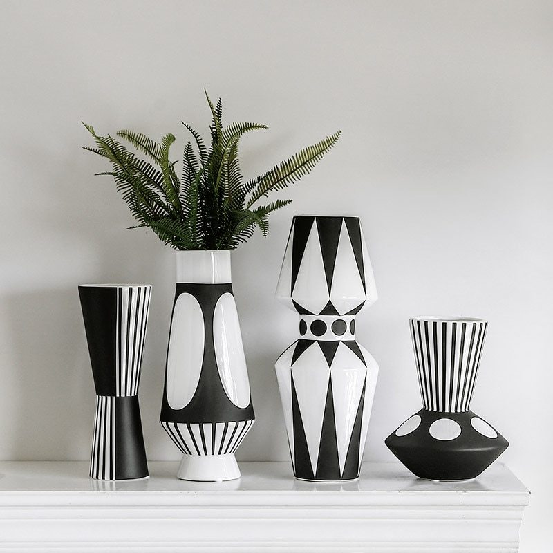 Monochrome Elegance-Black and White Vase