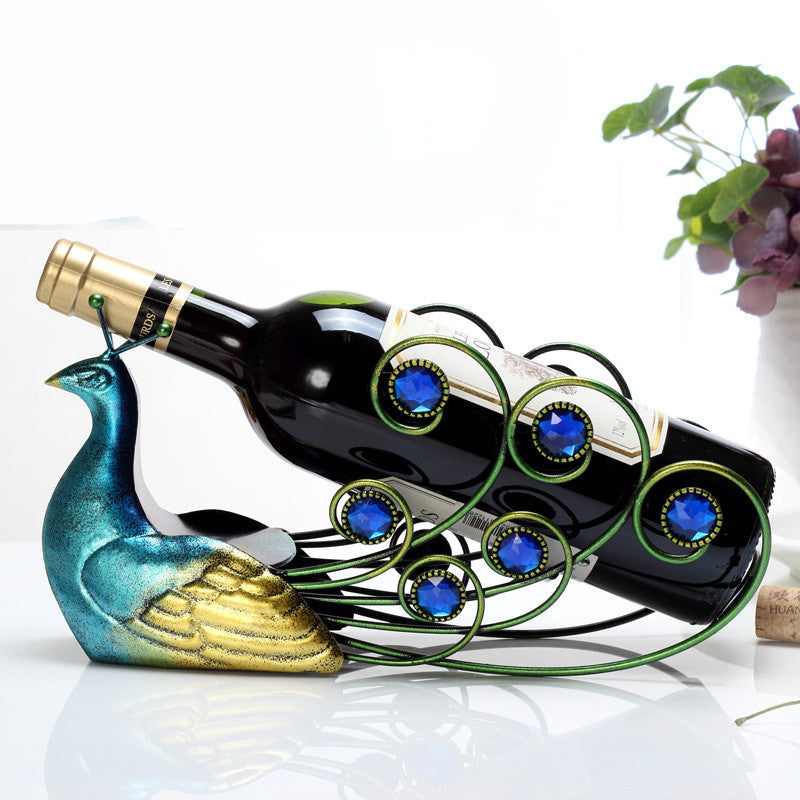 Peacock Wine Rack Decoration