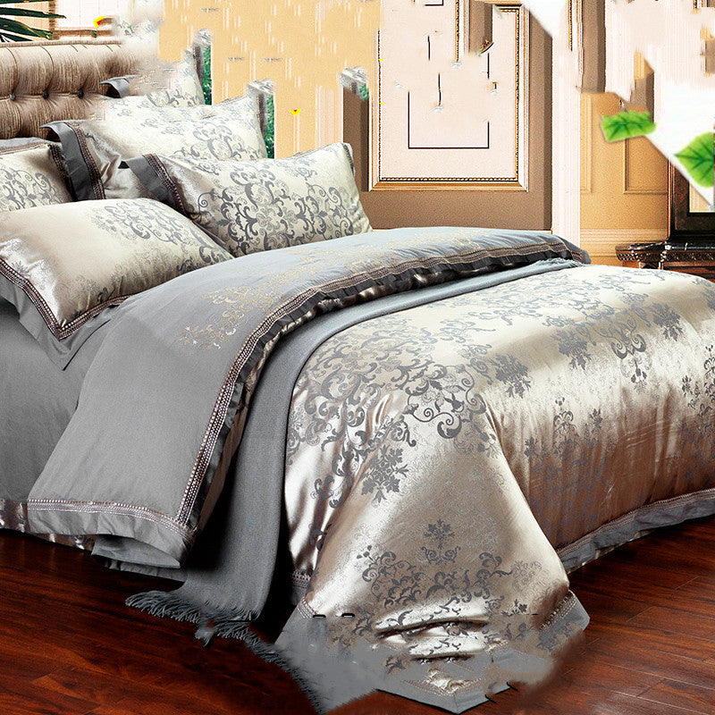 Silk Satin Jacquard Bedding Duvet Cover Set