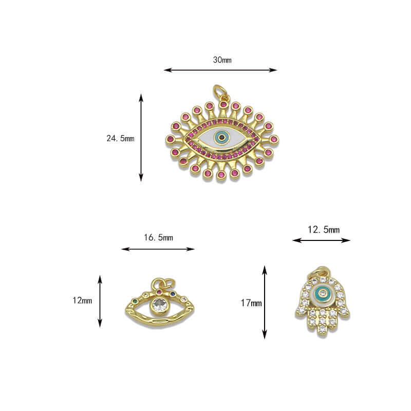 Zircon Evil Eye Charms Pendants Drop Charms