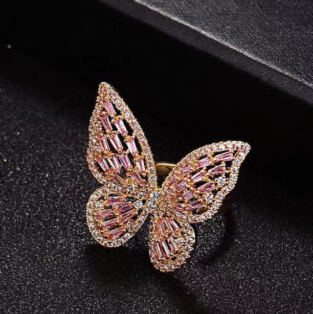 Rhinestone-Butterfly Ring