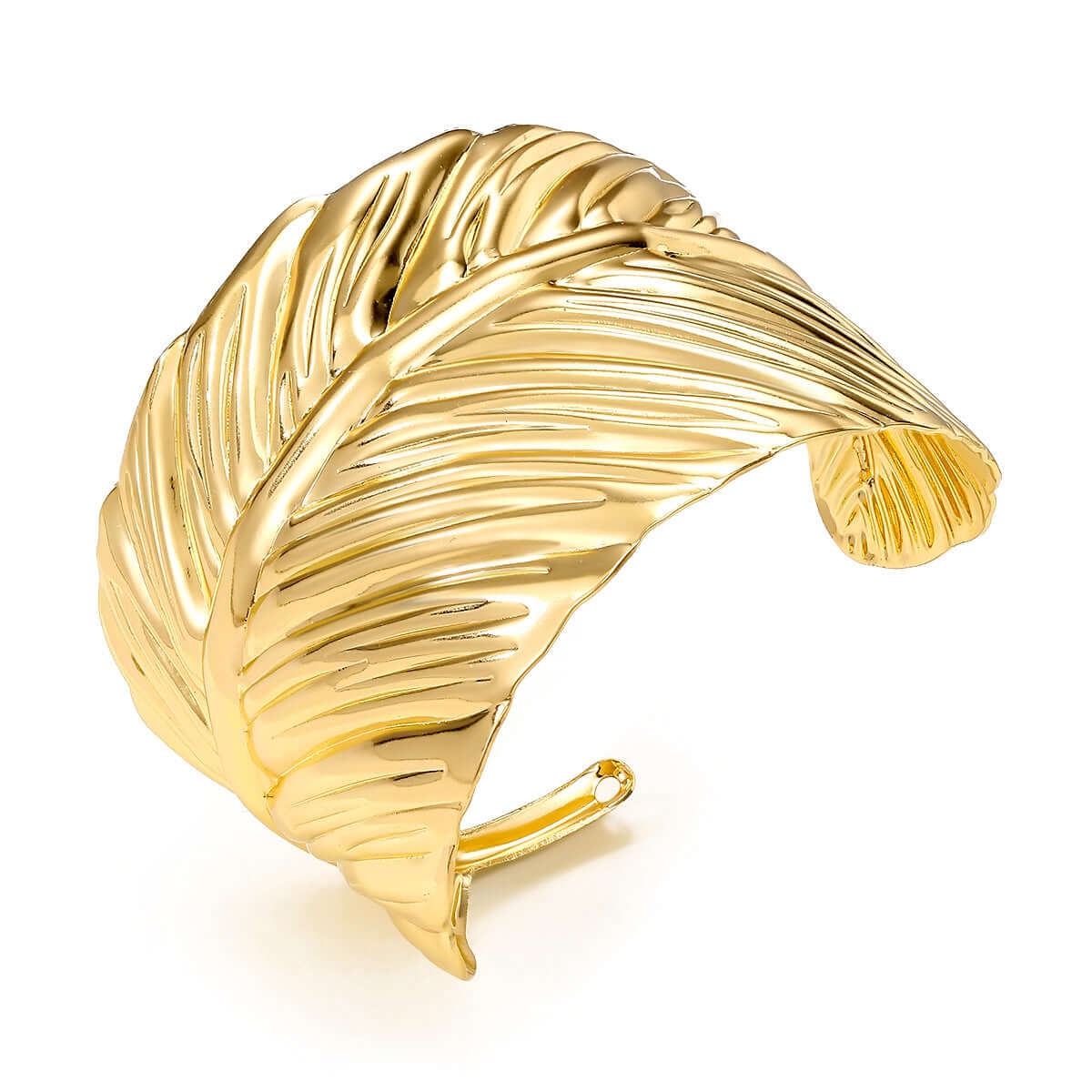 Gold Wide Leaf Cuff Bracelet