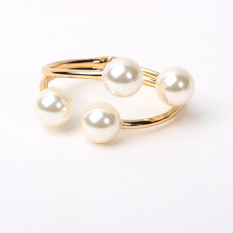 Pearl Cuff Bangle Bracelet