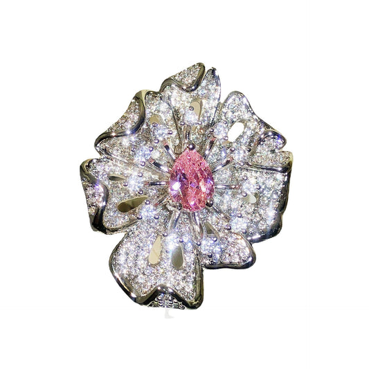Diamond Flower Ring Female Opening