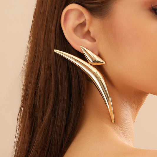 Exaggerated Geometry Long Curved Drop Earring
