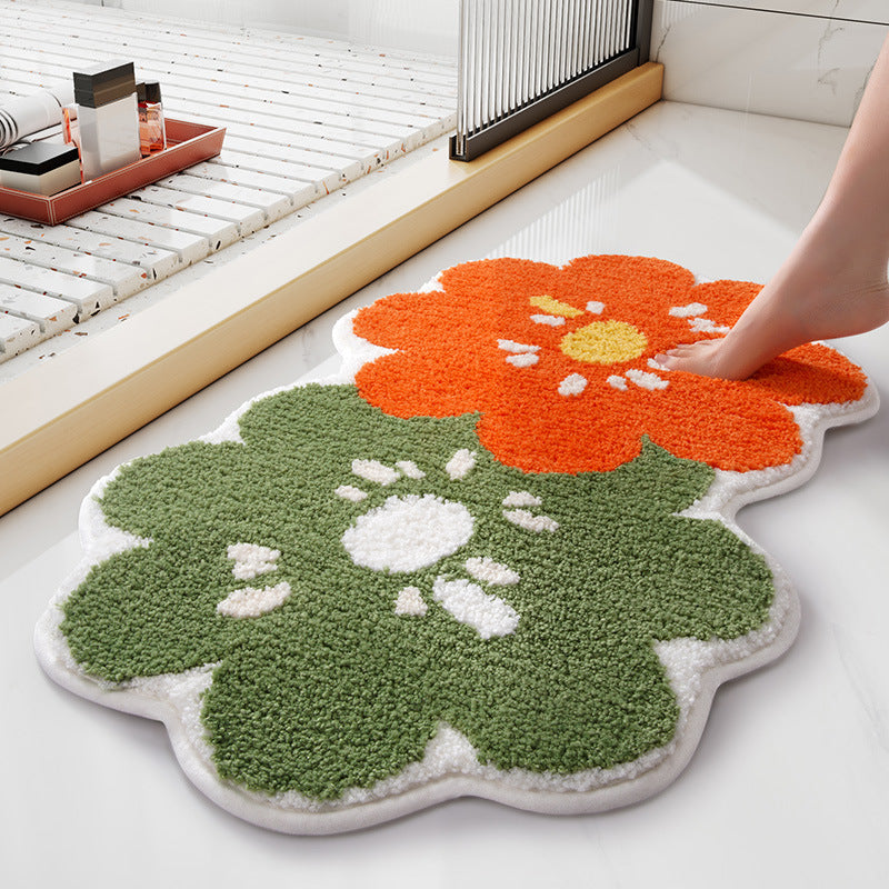 Flower Shape Bathroom Rug Soft Microfiber Rug