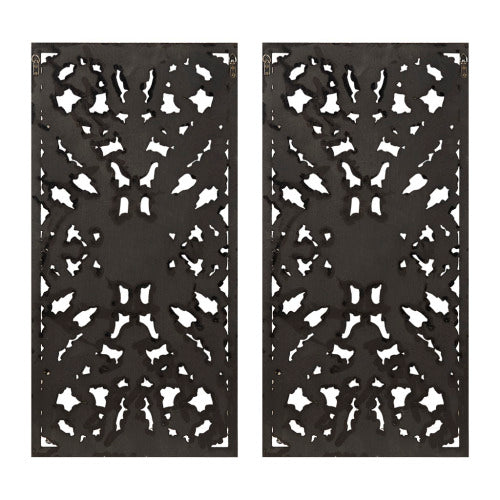 Distressed Carved Wood Wall Decor Set-2-Piece Vintage Rustic Panels