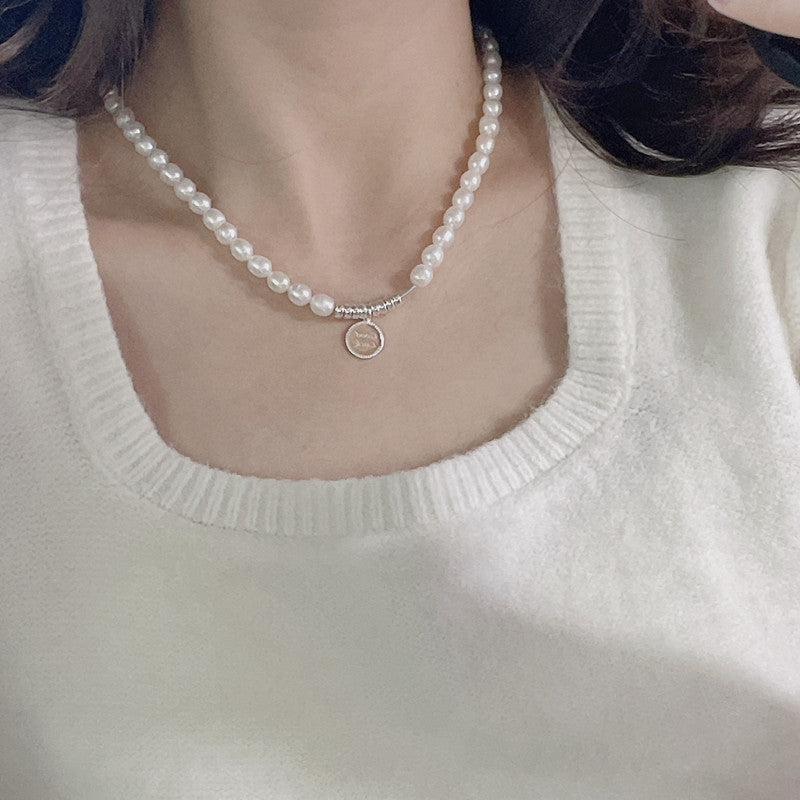 S925 Sterling Silver Freshwater Pearl Vintage Handmade Necklace