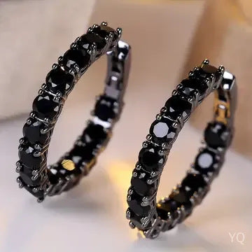 Black Fully Diamond-studded Earrings