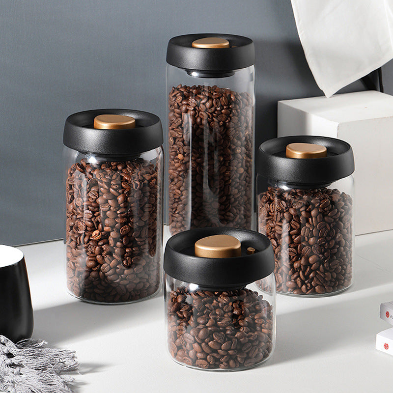 Coffee Beans Vacuum Sealed Tank Transparent Glass Food Storage