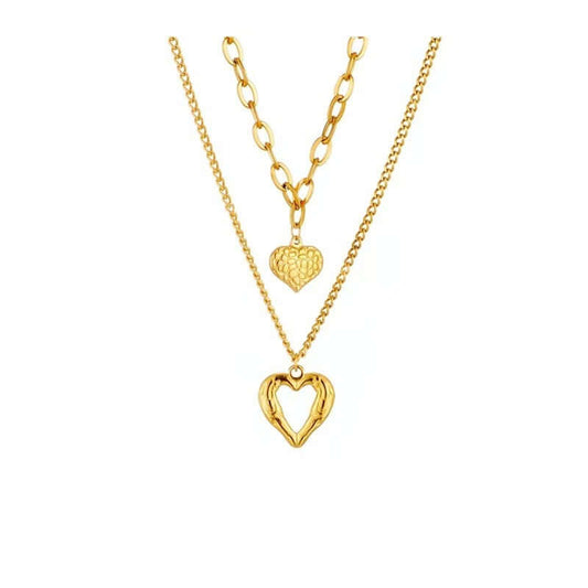 Layered Hearts Titanium Steel Necklace