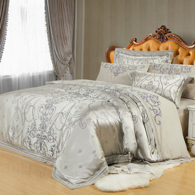 Silk Satin Jacquard Bedding Duvet Cover Set