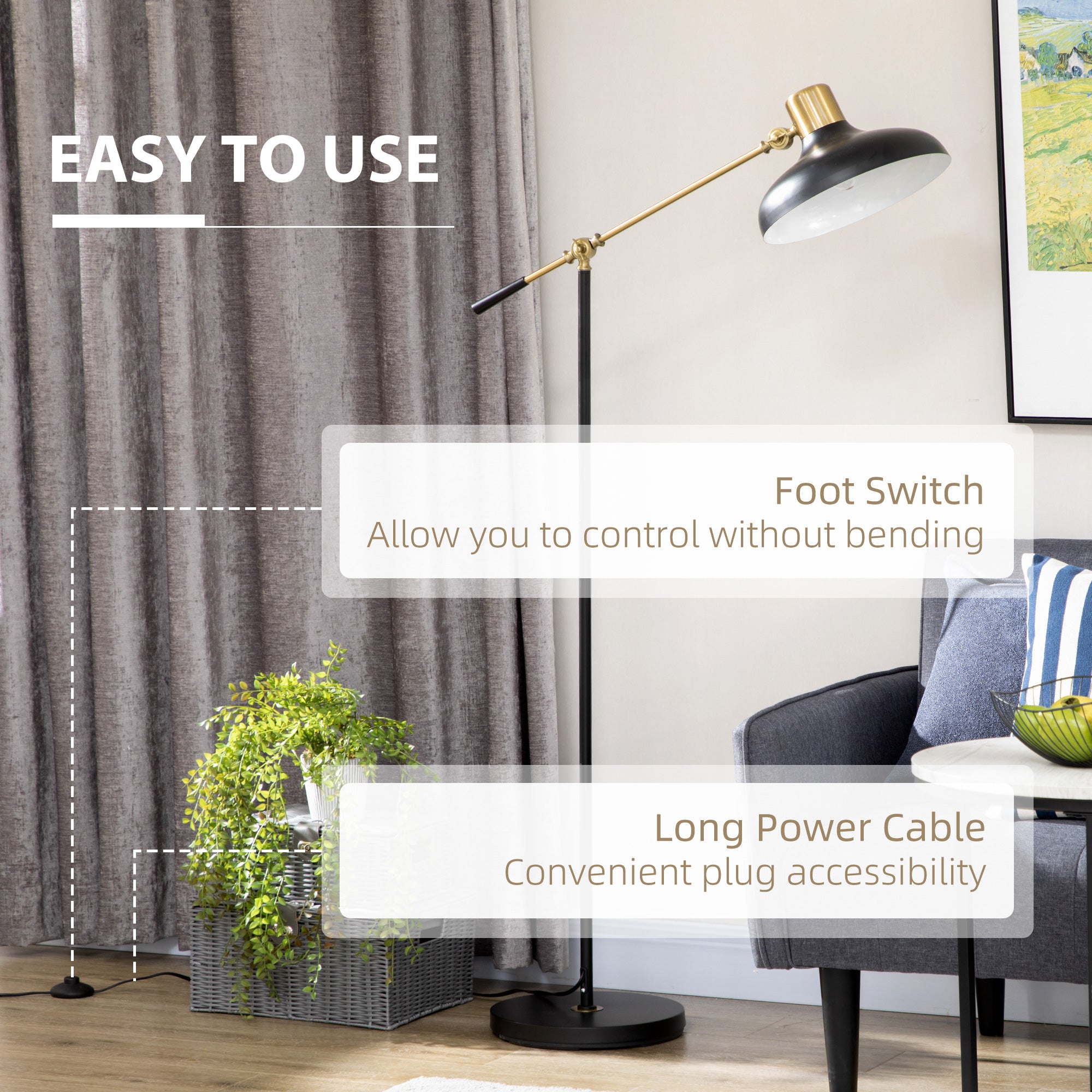 Modern Adjustable Floor Lamps-Height Adjustable Standing Lamp for Living Room & Bedroom