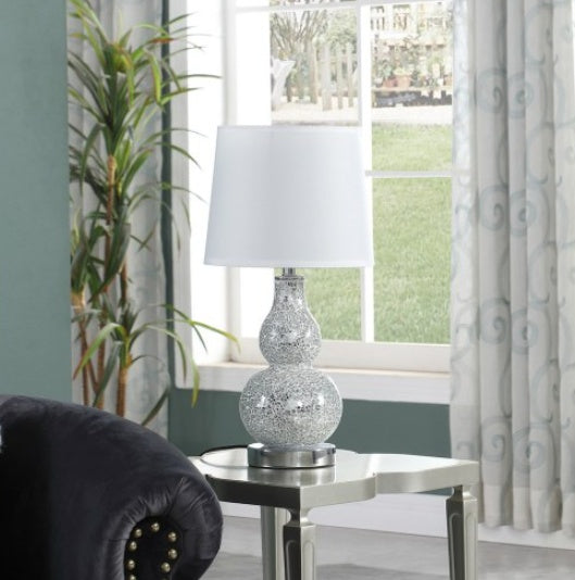 Mirror Glass Mosaic White Chrome Table Lamp