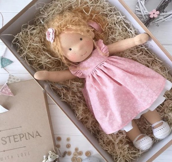 Heirloom Handmade Waldorf Doll in Natural Fabrics