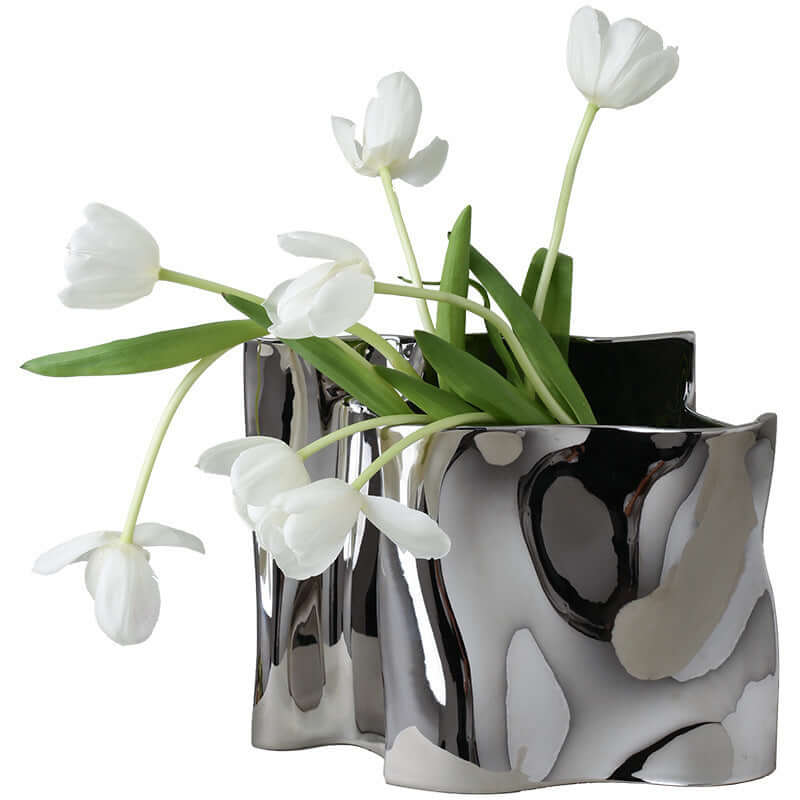 Ceramic Silver Vase Electroplating Luxury