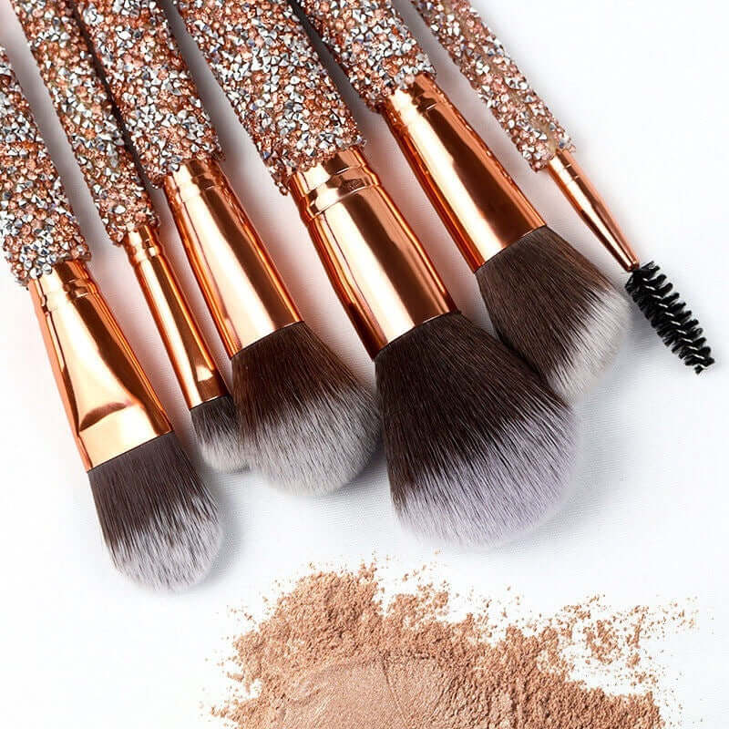 Set Of 10 Diamond Handle Makeup Brushes Beauty Tools Makeup