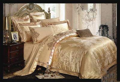 Silk Satin Jacquard Bedding Duvet Cover Set