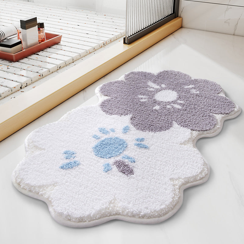 Flower Shape Bathroom Rug Soft Microfiber Rug