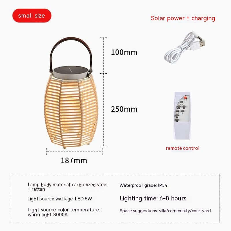 Outdoor Lamp Waterproof Courtyard Villa Garden Lamp Modern Minimalist Terrace Solar Woven Lamp