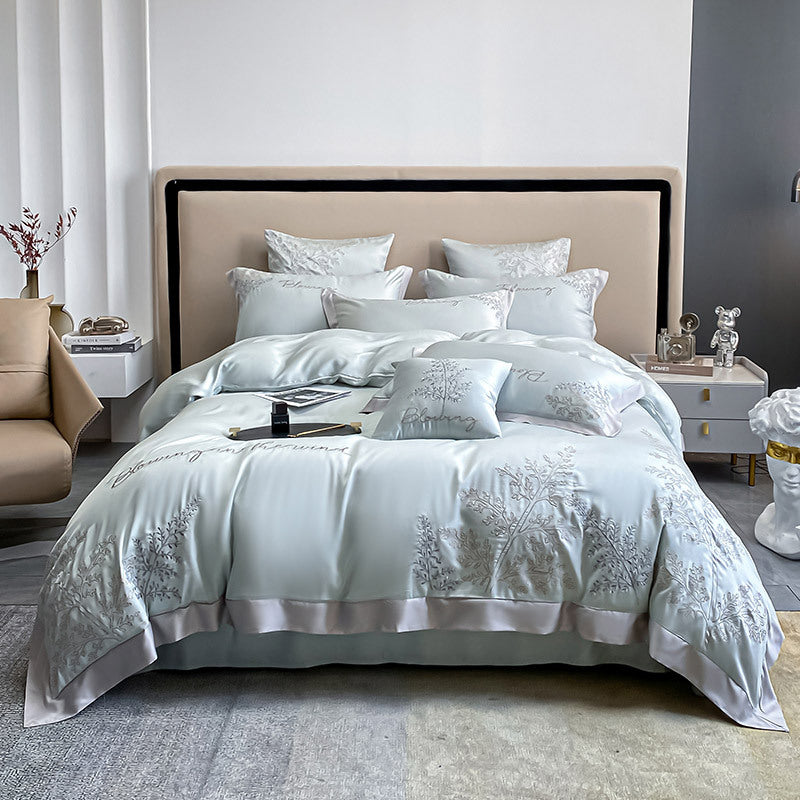 High-end Embroidered Lyocell Fiber Bed Duvet Four-piece Set