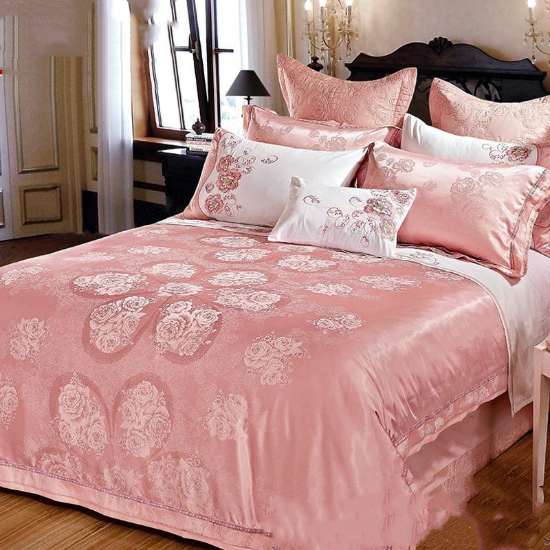 Silk Satin Jacquard Bedding Duvet Cover Set