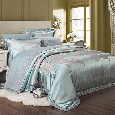 Silk Satin Jacquard Bedding Duvet Cover Set