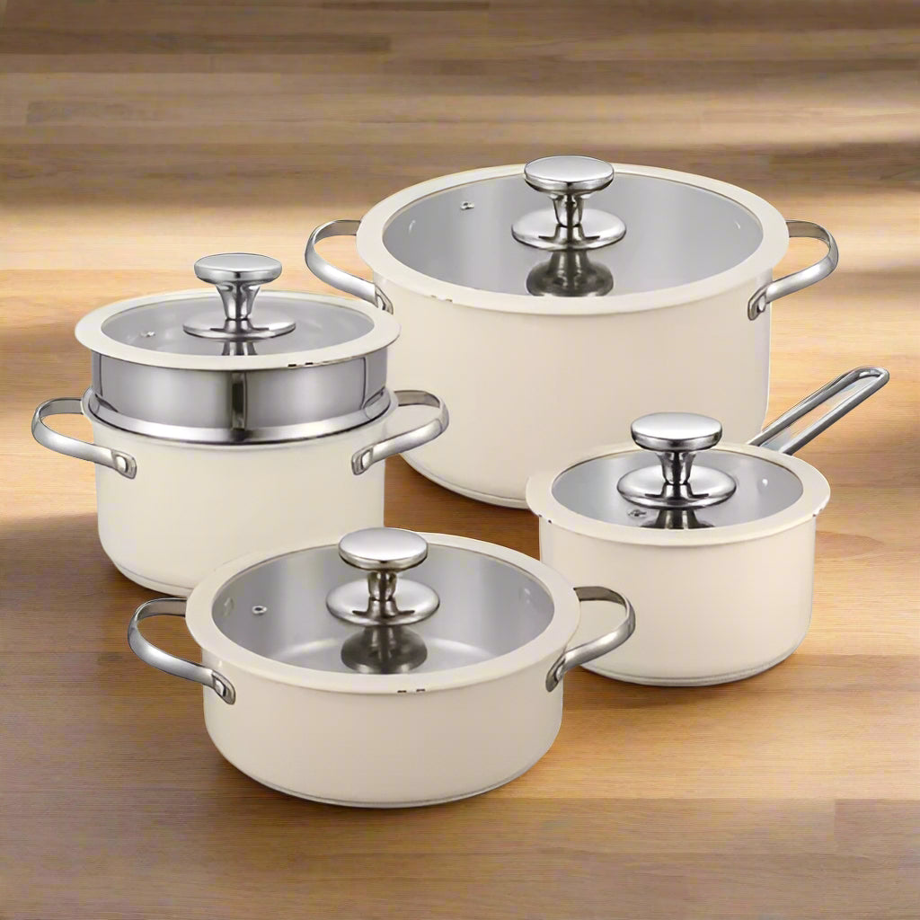 9pcs Stainless Steel Ceramic Coated Pot Set