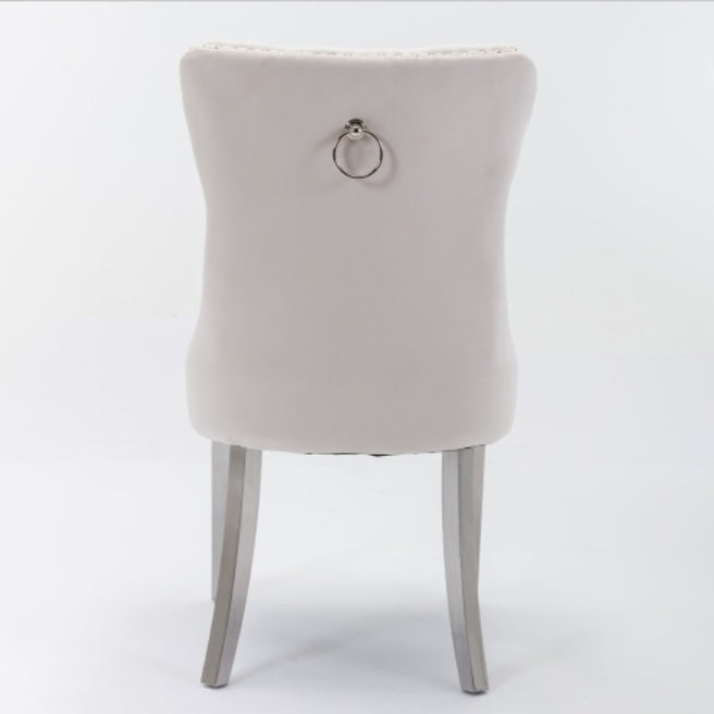 High-end Tufted Solid Wood Contemporary Velvet Upholstered Dining Chair With Chrome Stainless Steel Plating Legs,Nailhead Trim,Set Of 2